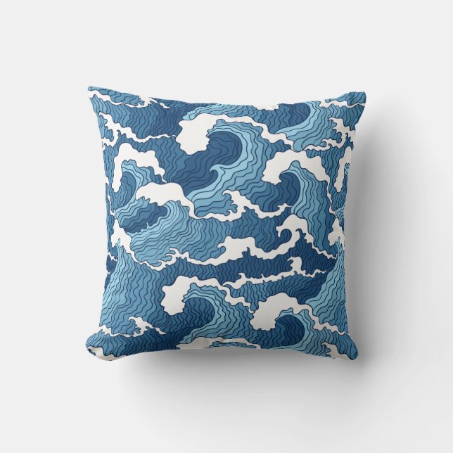 Het Great Wave Blue Pattern Kussen (Voorkant)