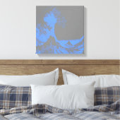 Het Great Wave Canvas Blauw & Grijs Afdruk (Insitu (Slaapkamer))