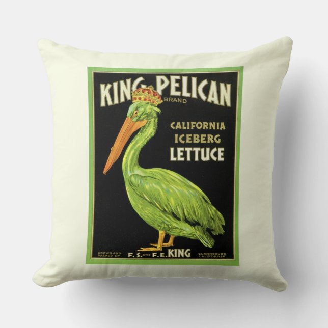 Het Green Pelican Label Kussen (Voorkant)
