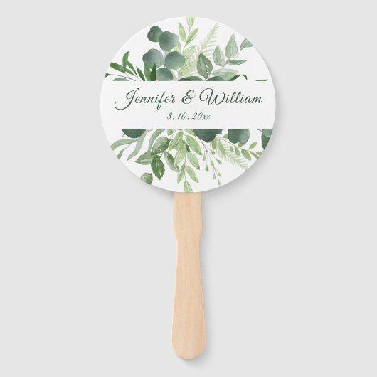 Het Greenery Wedding Script Program van de Natuur  Handwaaier (Voorkant)