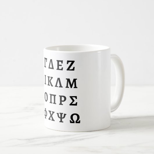 Het Griekse alfabet Koffiemok (Voorkant rechts)