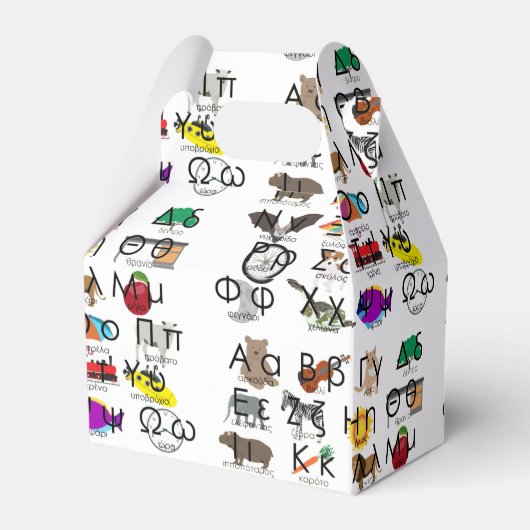 Het Griekse alfabet schrijft woorden en Afbeelding Bedankdoosjes (Achterkant)