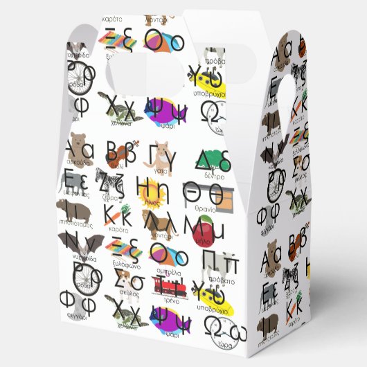 Het Griekse alfabet schrijft woorden en Afbeelding Bedankdoosjes (Geopend)