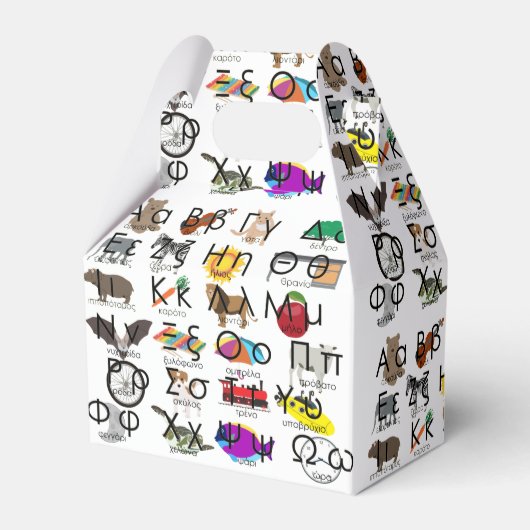 Het Griekse alfabet schrijft woorden en Afbeelding Bedankdoosjes (Voorkant Zijde)