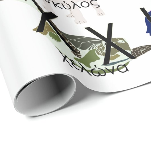 Het Griekse alfabet schrijft woorden en Afbeelding Cadeaupapier (Rol Hoek)