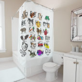 Het Griekse alfabet schrijft woorden en Afbeelding Douchegordijn (In situ)