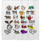 Het Griekse alfabet schrijft woorden en Afbeelding Douchegordijn (Voorkant)