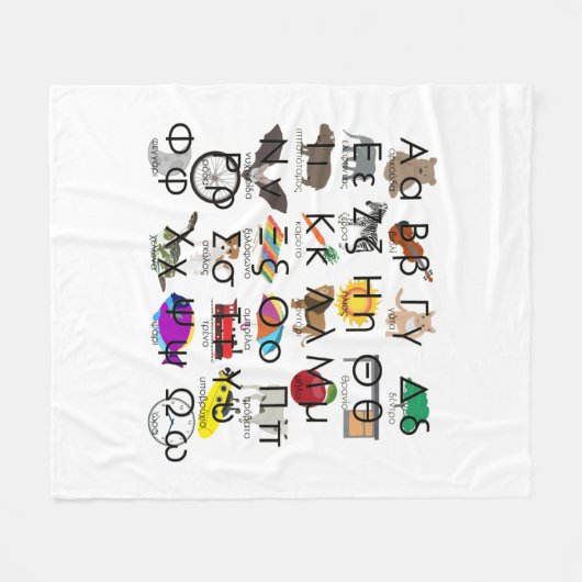 Het Griekse alfabet schrijft woorden en Afbeelding Fleece Deken (Voorkant (Horizontaal))