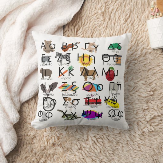 Het Griekse alfabet schrijft woorden en Afbeelding Kussen
