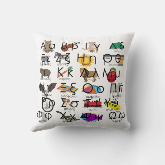 Het Griekse alfabet schrijft woorden en Afbeelding Kussen (Achterkant)
