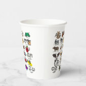 Het Griekse alfabet schrijft woorden en Afbeelding Papieren Bekers (Rechts)