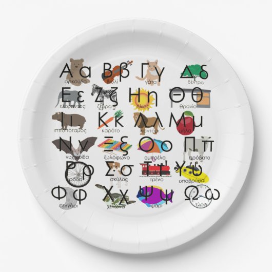 Het Griekse alfabet schrijft woorden en Afbeelding Papieren Bordje (Voorkant)