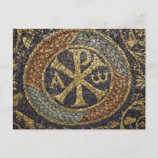 Het Griekse Chi Rho Byzantijnse mozaïek icoon Briefkaart (Voorkant)