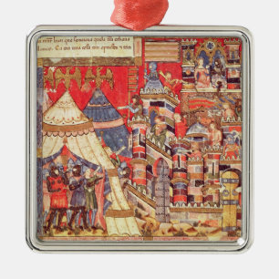 Het Griekse kamp en de Trojaanse stad Metalen Ornament