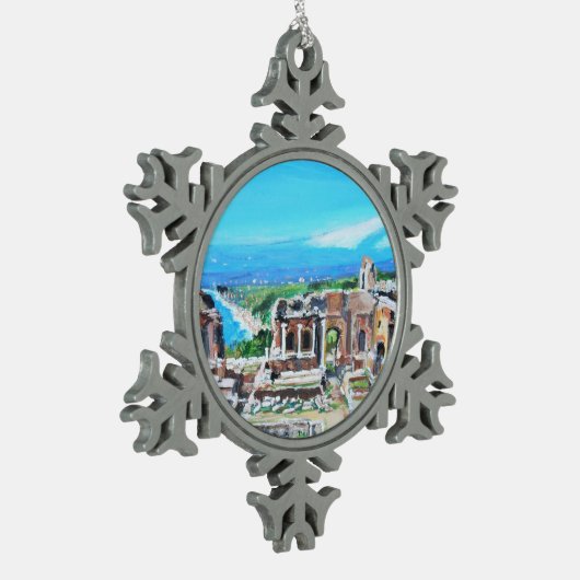 Het Griekse theater - Pewter Snowflake Ornament (Links)