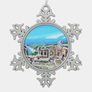 Het Griekse theater - Pewter Snowflake Ornament