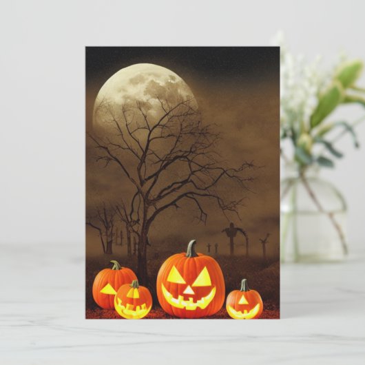 Het griezelige kerkhof Halloween Bash Party Kaart (Staand voorkant)