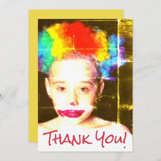 Het griezelige Kind van de Clown dankt u kaardt Feestdagenkaart (Voorkant / Achterkant)