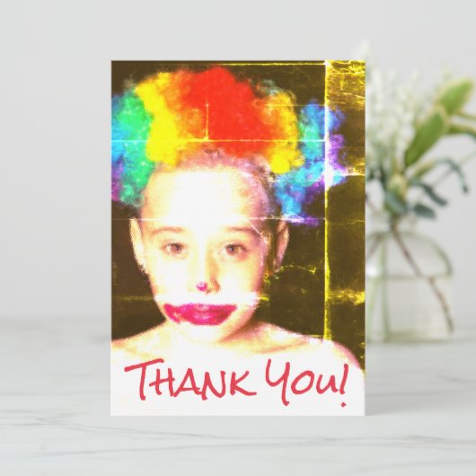 Het griezelige Kind van de Clown dankt u kaardt Feestdagenkaart (Staand voorkant)