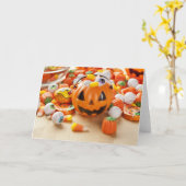 Het griezelige Oranje Snoep van Halloween Kaart (Gele Bloem)