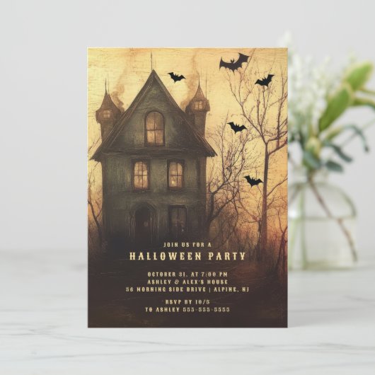 Het griezelige spookhuis Halloween Kaart (Staand voorkant)