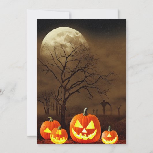 Het Griezige Kerkhof Halloween Feestje Kaart (Voorkant)