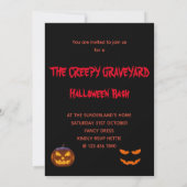 Het Griezige Kerkhof Halloween Feestje Kaart (Achterkant)