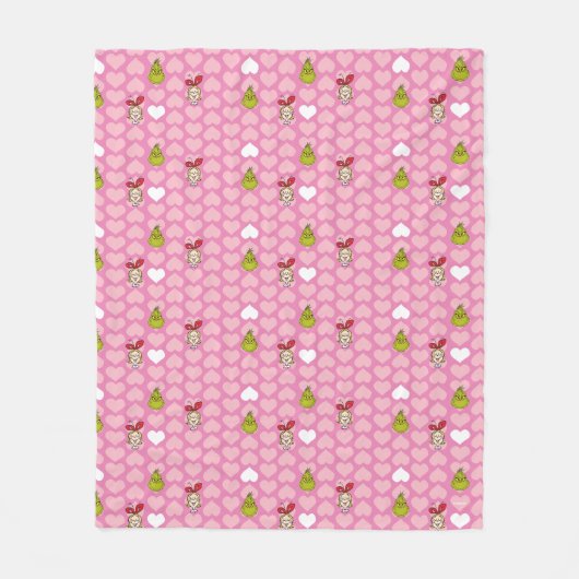 Het grijs- en Cindy-Lou-roze hartpatroon Fleece Deken (Voorkant)
