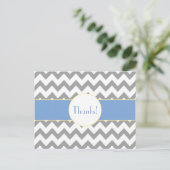 Het grijze en Blauwe Gestreepte Monogram van de Briefkaart (Staand voorkant)
