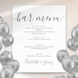 Het grijze en Witte Menu van de Bar van het Signat Poster<br><div class="desc">Dit elegante manuscript minimalistische teken van het barmenu is perfect voor alle vieringen. Ontworpen door: Thisnotme©</div>
