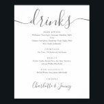 Het grijze en Witte Teken van het Menu van het Man Poster<br><div class="desc">Dit elegante manuscript minimalistische het menuteken van drinken is perfect voor uw trouwviering. Ontworpen door: Thisnotme©</div>