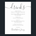 Het grijze en Witte Teken van het Menu van het Man Poster<br><div class="desc">Dit elegante manuscript minimalistische het menuteken van drinken is perfect voor uw trouwviering. Ontworpen door: Thisnotme©</div>