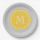 Het grijze & Gele Moderne Monogram van de Douane Papieren Bordje (Voorkant)