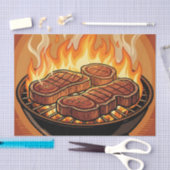 Het grillen van steaks BBQ-vlammen Tissuepapier (Craft)