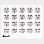 Het grillige gezicht van de maan ronde sticker (Vel)