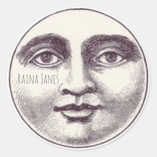 Het grillige gezicht van de maan ronde sticker (Voorkant)