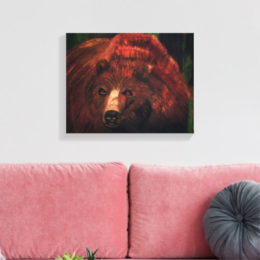 HET GRIZZLY BEREN canvas Afdruk (Insitu (Woonkamer))
