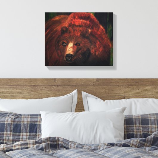 HET GRIZZLY BEREN canvas Afdruk (Insitu (Slaapkamer))