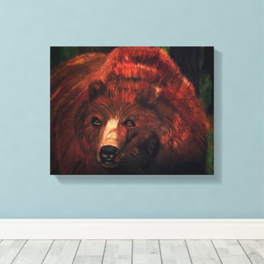 HET GRIZZLY BEREN canvas Afdruk (Insitu (Houten vloer))