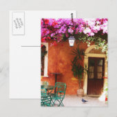 Het groeien van bougainvillea buiten een huis, briefkaart (Voorkant / Achterkant)