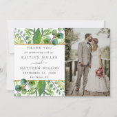Het groen & gouden bruiloft Collectie Foto Bedankkaart (Voorkant)