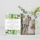 Het groen & gouden bruiloft Collectie Foto Bedankkaart (Staand voorkant)