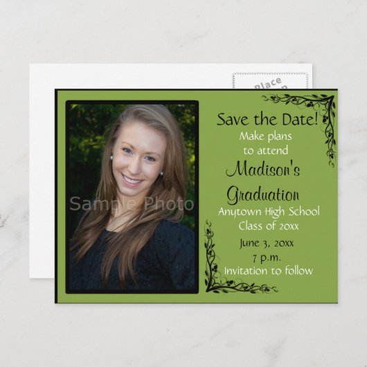 Het groene Afstuderen van de Foto van de Douane sp Briefkaart (Voorkant / Achterkant)