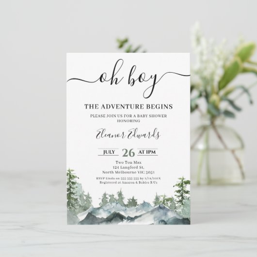 Het groene avontuur begint Wilderness Baby shower Kaart (Staand voorkant)