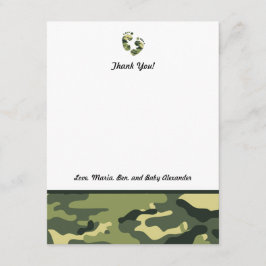 Het groene Baby shower Camo dankt u nota neemt van Bedankkaart
