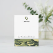 Het groene Baby shower Camo dankt u nota neemt van Bedankkaart (Staand voorkant)