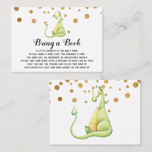 *~* Het Groene Baby shower van de Draak van de Sto Informatiekaartje (Voorkant / Achterkant)