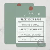 Het Groene Bagagelabel van de pagina sparen de Dat Save The Date (Voorkant / Achterkant)