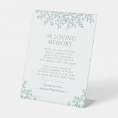 Het groene bladmonogram van de bruiloft in liefdev reclamebord met voetstuk (Voorkant)