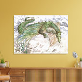 Het Groene Drakenkunstwerk Canvas Afdruk (Insitu (Woonkamer))